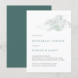 Rehearsal Dinner för grönt och vita Bröllop Inbjudningar