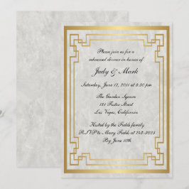 Rehearsal Dinner för guld Geometric Marble Bröllop Inbjudningar