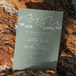 Rehearsal Dinner för Sage Grönt Mountain Gräs Träd Inbjudningar