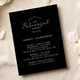 Rehearsal Dinner för svart, modernt skript Bröllop Inbjudningar