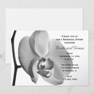 Rehearsal Dinner för vit orchid Flower Bröllop Inbjudningar