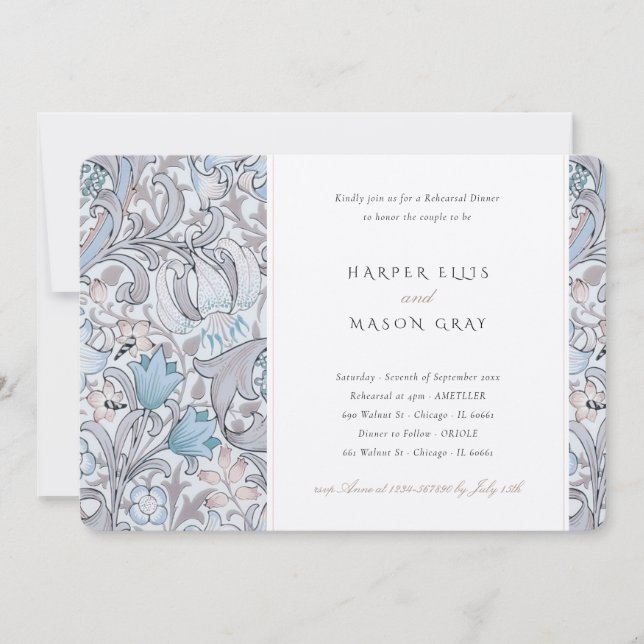 Rehearsal Dinner Golden Lily Elegant Morris Inbjudningar (Framsida)