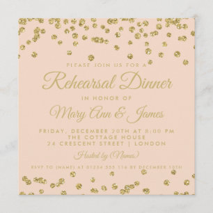 Rehearsal Dinner Guld Glitter Confetti Ro Inbjudningar
