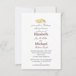 Rehearsal Dinner guld Ringar Elegant bröllop Inbjudningar
