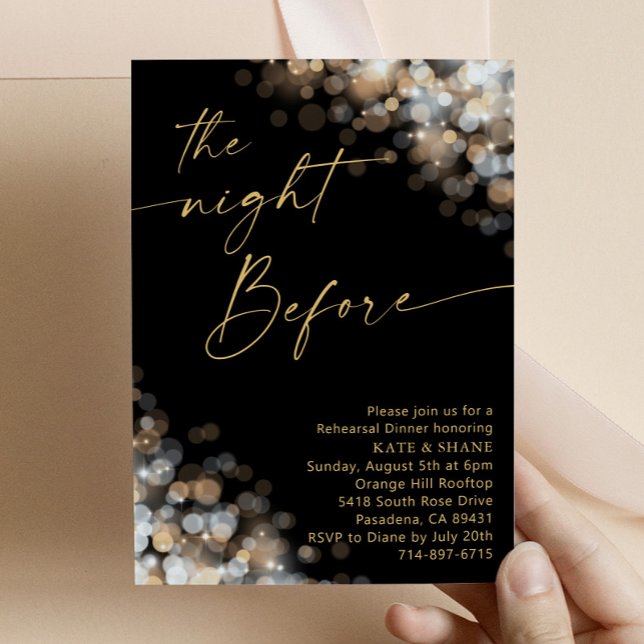 Rehearsal Dinner guld & Silver bokeh Glitter Inbjudningar (Skapare uppladdad)