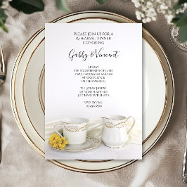 Rehearsal Dinner Gult Tea Kopp Daisy Bröllop Inbjudningar
