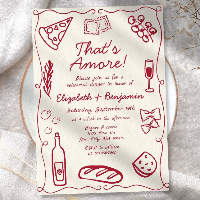 Rehearsal Dinner hand plockade Vin Red Retro Itali Inbjudningar (Skapare uppladdad)
