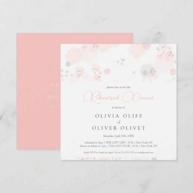 Rehearsal Dinner i Ro-mjukvaran Inbjudningar (Fram/baksida)