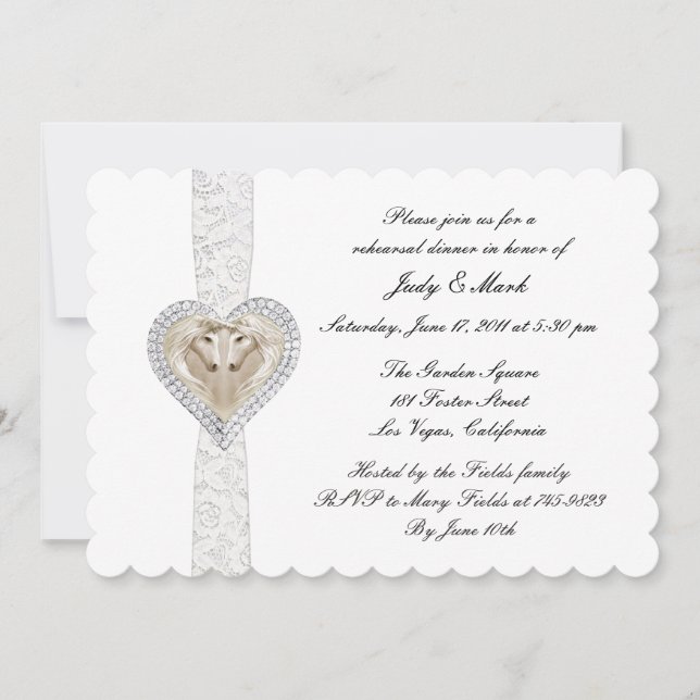 Rehearsal Dinner Inbjudan i Unicorn och Snöre Bröl (Framsida)