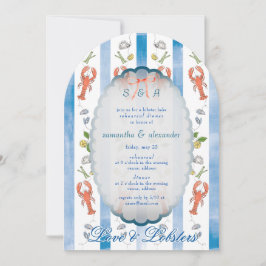 Rehearsal Dinner kärlek & Lobster Coquette Bröllop Inbjudningar