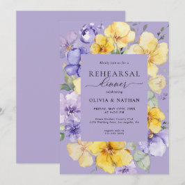 Rehearsal Dinner Lavender Gula blommor Vår Inbjudningar