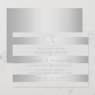 Rehearsal Dinner Luminous Silver Rand Inbjudningar