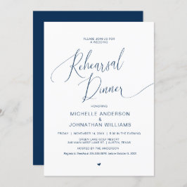 Rehearsal Dinner, Modern Navy Blue Inbjudan till b