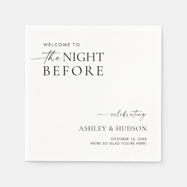 Rehearsal Dinner Napkin The Night Before Napkins Pappersservett (Framsidan)