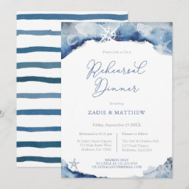 Rehearsal Dinner Navy Blue Nautical Bröllop Inbjudningar