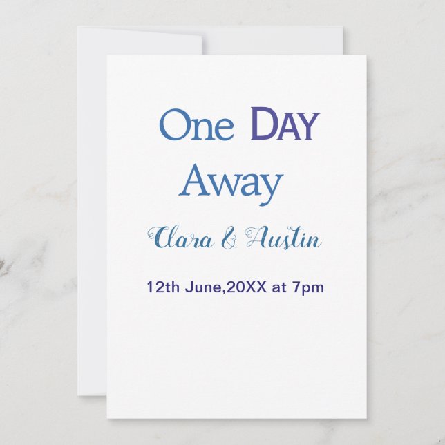 Rehearsal dinner One day away night before name da Inbjudningar (Framsida)