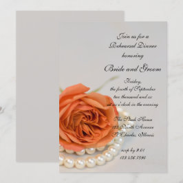 Rehearsal Dinner orange, Ro White Pearls Bröllop Inbjudningar