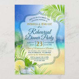 Rehearsal Dinner Party Beach Wedding Mojito Handfl Inbjudningar