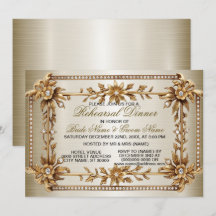 Rehearsal Dinner Party Golden Ornate Dimond