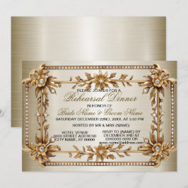 Rehearsal Dinner Party Golden Ornate Dimond Inbjudningar
