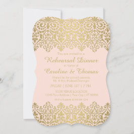 Rehearsal Dinner Party Vintage Golden Snöre Elegan Inbjudningar