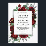 Rehearsal Dinner, Red och Silver, Burgundy Land Inbjudningar<br><div class="desc">Konstruktionen har vattenfärgpeony och ro blommigt inslag i röda och burgunda nyanser över eukalyptus botaniska grey. Mallen innehåller också en utskriven ruta för färgad av silver eller grått för en utökad elegant. Typografin visningar en modern layout med svart text. Visa samlingslänken på den här sidan om du vill söka efter...</div>