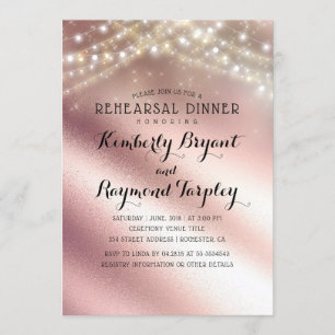 Rehearsal Dinner ro Guld och Sring Ljus Inbjudningar