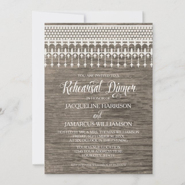 Rehearsal Dinner Rustic Wood Fence Snöre Typograph Inbjudningar (Framsida)