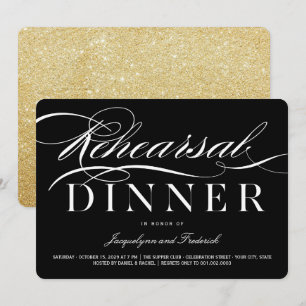 Rehearsal Dinner Script Guld Glitter Party Inbjuda Inbjudningar