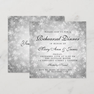 Rehearsal Dinner Silver Winter Wonderland Inbjudningar