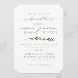 Rehearsal Dinner Simple Minimalist Modern Foliage Inbjudningar