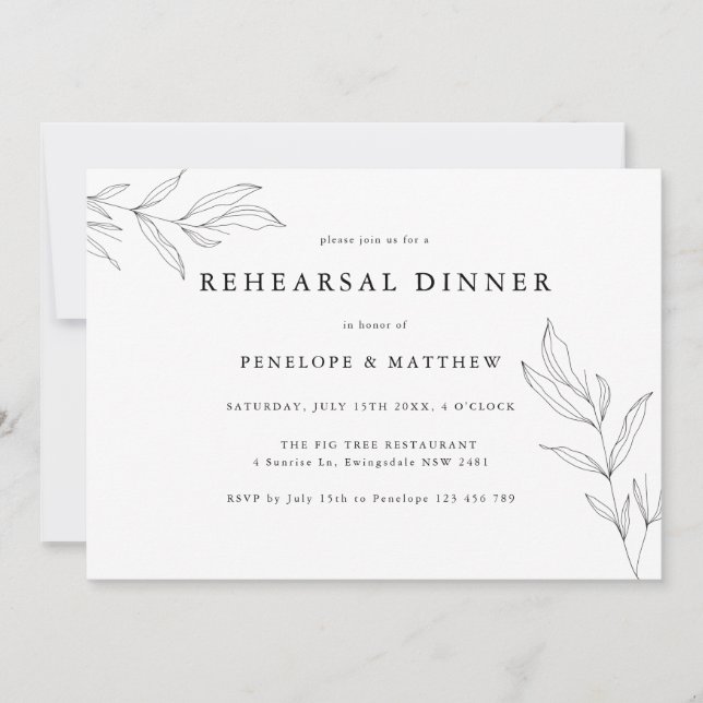 Rehearsal Dinner Teckning Foliage Löv (Framsida)