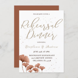 Rehearsal Dinner Terracotta Calligraphy Bröllop Inbjudningar