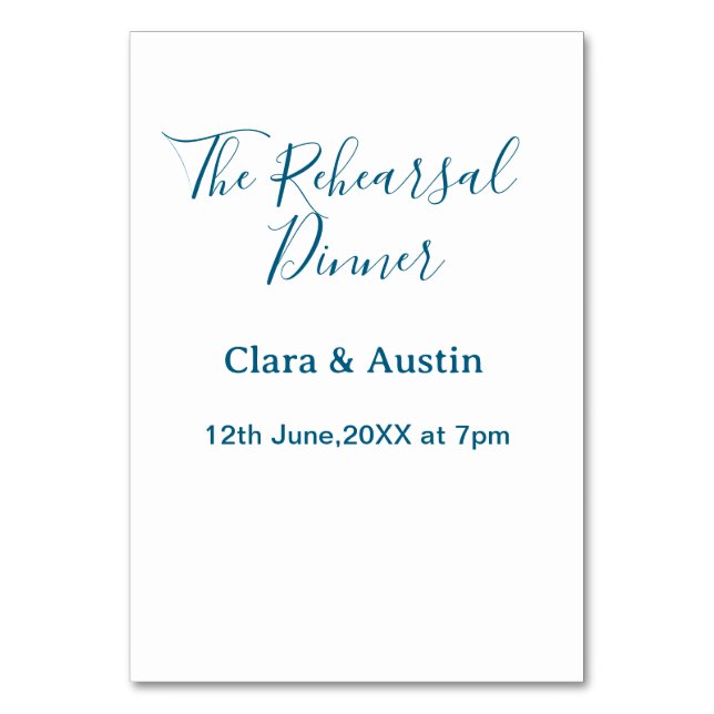 Rehearsal dinner the night before simple minimal m bordsnummer (Framsidan)