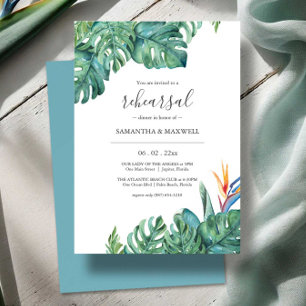 Rehearsal Dinner, Tropical Botanical Bröllop Inbjudningar