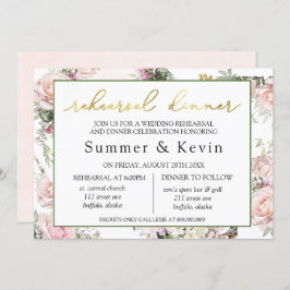 Rehearsal Dinner vår sommar Rosa ros Inbjudningar
