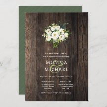 Rehearsal Dinner, White Bloom Wood Bouquet Bröllop