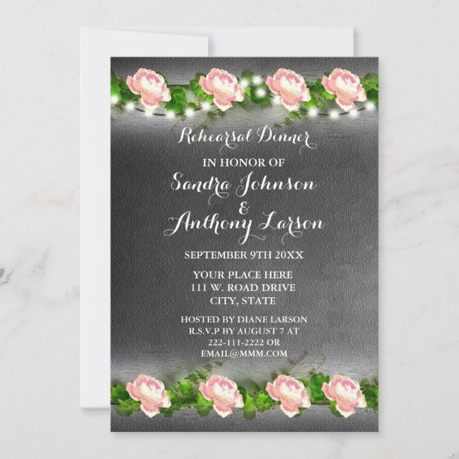 Rehearsal-inbjudan till Chalkboard Ro Bröllop Inbjudningar (Framsida)