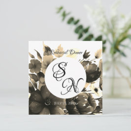 Rehearsal-inbjudan till guld Bouquet Bröllop Inbjudningar