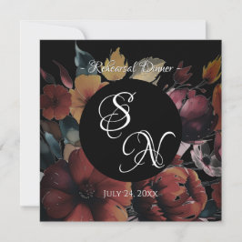 Rehearsal-inbjudan till ro Guld Bouquet Bröllop Inbjudningar