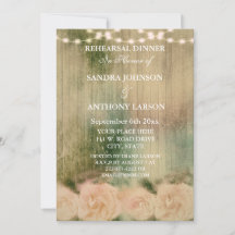 Rehearsal-inbjudan till Rustic Ro Bröllop