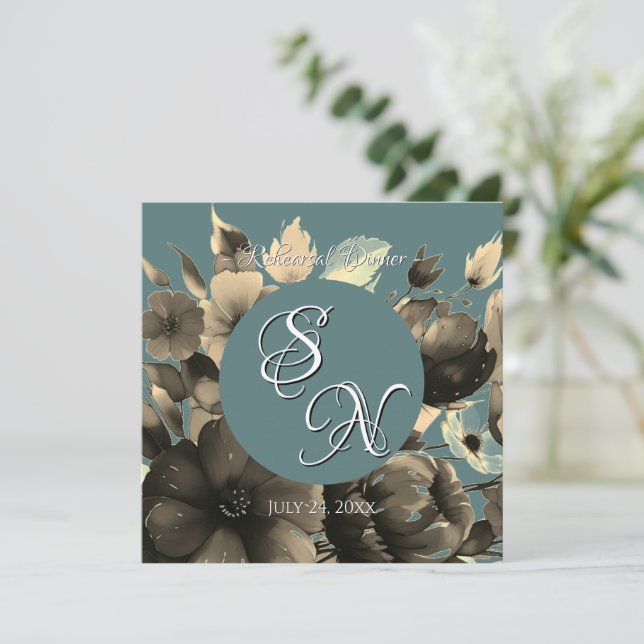 Rehearsal-inbjudan till Sage Bouquet Bröllop Inbjudningar (Stående Fram)