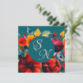 Rehearsal-inbjudan till Teal Bouquet Bröllop Inbjudningar