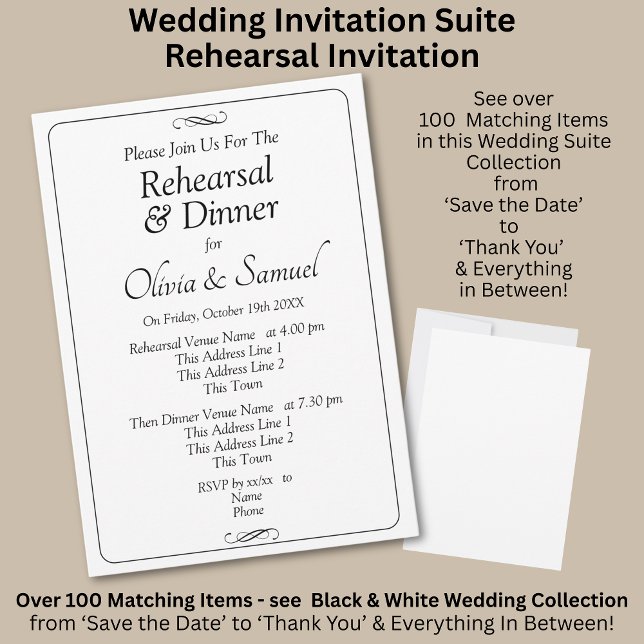 Rehearsal Invitation Card Black & White Infinity Inbjudningar (Skapare uppladdad)