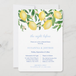 Rehearsal-middag för Lemons Blue White Tiles Bröll Inbjudningar