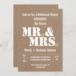 Rehearsal Middag i bröllop, fru typography Inbjudningar