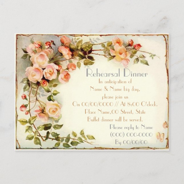 Rehearsal-middag Inbjudan Vykort (Framsida)