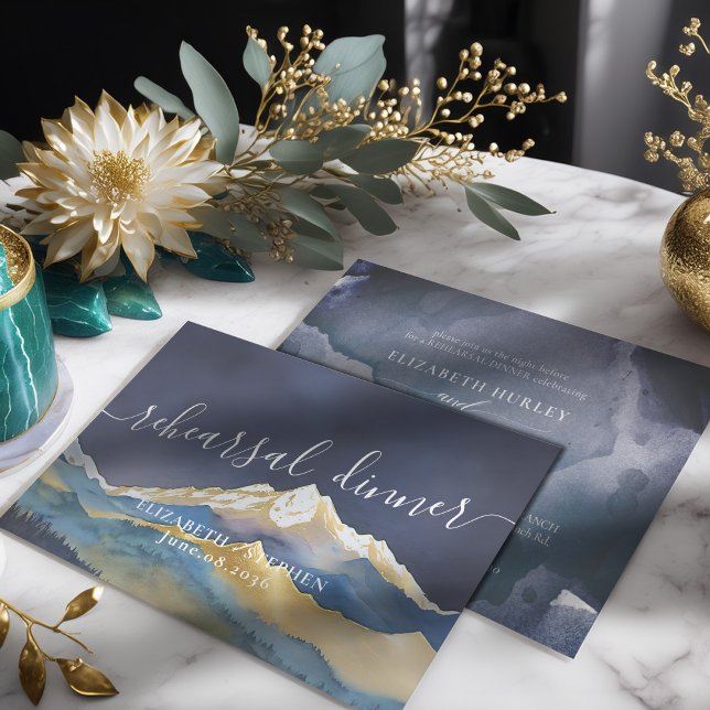 Rehearsal-middagen Bröllop i Guld-bergen Inbjudningar (Skapare uppladdad)