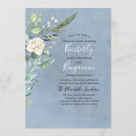 Rehearsal-middagen Grey och Dusty Blue Bröllop Inbjudningar