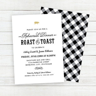 Rehearsal-middagen gris Roast och Toast Guld Bröll Inbjudningar